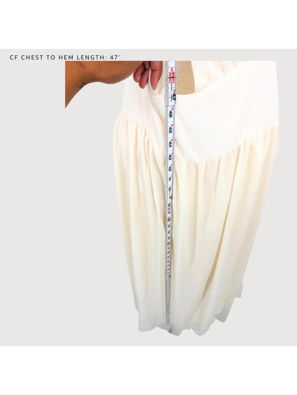 Peppermayo Chiffon Maxi Dress Cream Plunge Halter 18 - Picture 6 of 8